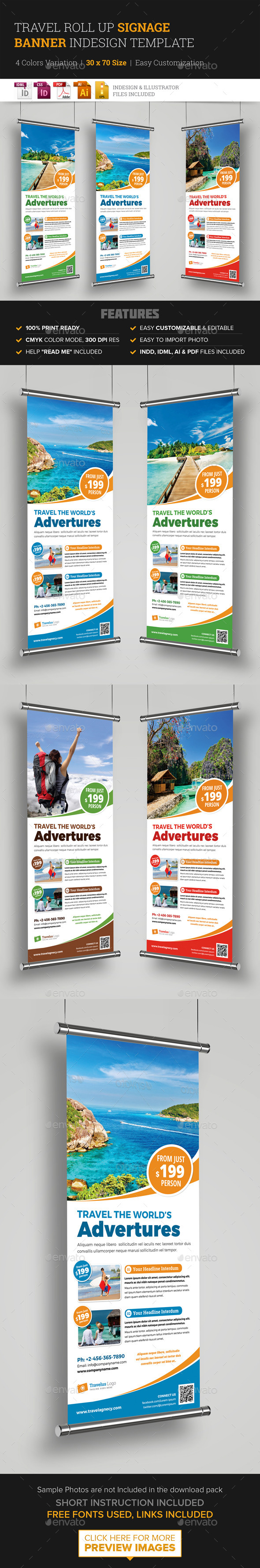 Travel Roll Up Banner Signage InDesign Template by JanySultana